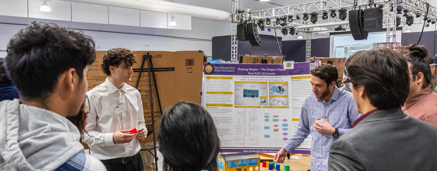 Two students demonstrating their project